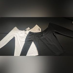 BOTH Black & White off the shoulder long sleeve Sz XL